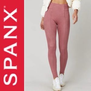 NWT SPANX Faux-suede Leggings Rich Rose Size M